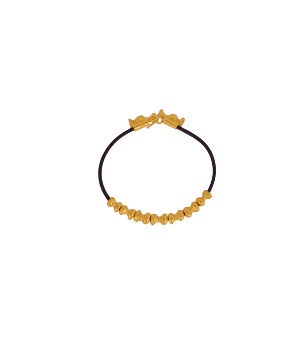 Poporo clasp beaded leather bracelet