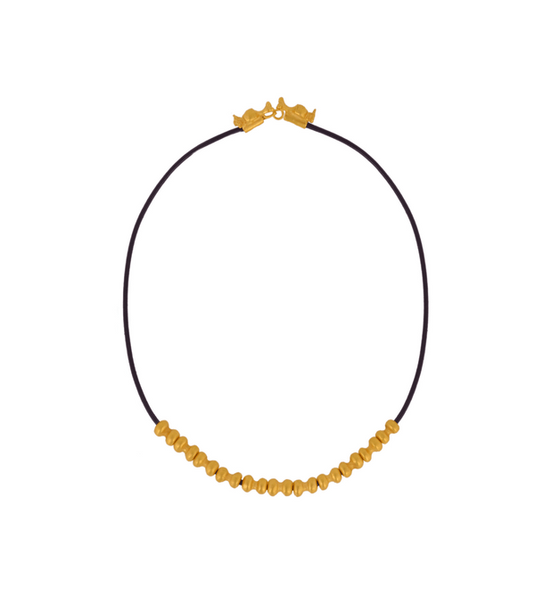 Poporo clasp beaded leather necklace
